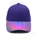 Laser Mirror Leather Brim Baseball Hat